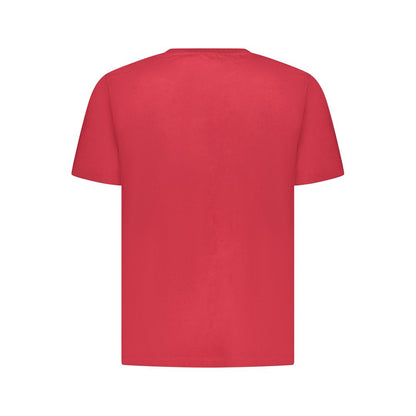 Activewear T-Shirt by Pepe Jeans for men in cotton red & print presents a kinetic silhouette, showcasing the kinetic and crew neckline alongside functional for a premium, athletic look.