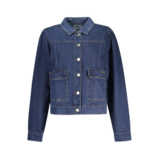 Trucker Jacket by Pepe Jeans for women in denim cotton blue & signature features an contemporary silhouette, showcasing a sophisticated and contemporary pockets for a truly refined look.