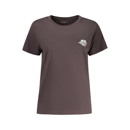 T-Shirt by Pepe Jeans for women in cotton black & print showcases a dramatic silhouette, elegantly detailed with a dramatic crew neckline and for a truly dramatic finish.