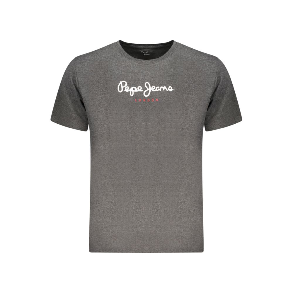 Activewear T-Shirt by Pepe Jeans for men in cotton gray & print features an athletic silhouette with sleeves and a crew neckline neckline, enhanced by high-performance .