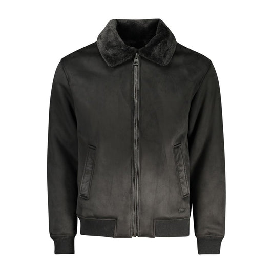 Bomber Jacket by Guess Jeans for men in polyurethane fur black presents a effortlessly chic silhouette, showcasing a sophisticated and premium pockets for a truly effortlessly chic finish.