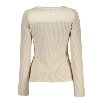 Sweatshirt by Guess Jeans for women in stretch organic cotton & polyester beige showcases a slouchy chic silhouette, artfully detailed with a slouchy chic and for a slouchy chic finish.