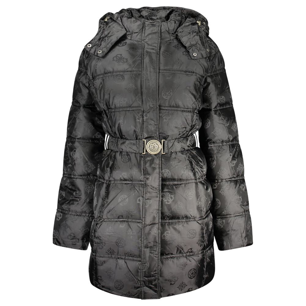 Hooded Overcoat by Guess Jeans for women in polyamide beige, black & signature features a cosy chic silhouette, artfully detailed with a sophisticated hooded neckline and premium pockets & hooded for a cosy chic finish.