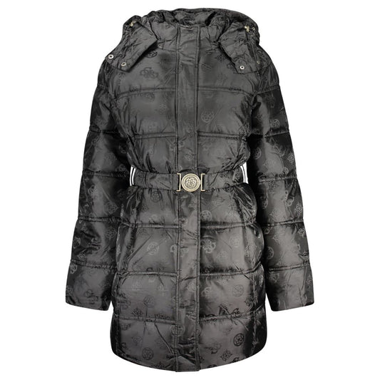 Hooded Overcoat by Guess Jeans for women in polyamide beige, black & signature features a cosy chic silhouette, artfully detailed with a sophisticated hooded neckline and premium pockets & hooded for a cosy chic finish.