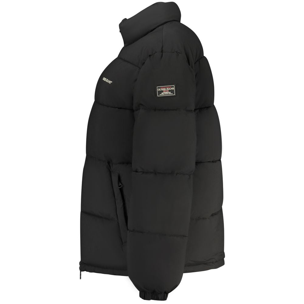 Windbreaker Jacket by Guess Jeans for women in polyester black & print features an enduring silhouette, showcasing technical pockets & windproof and a sophisticated for a truly enduring aesthetic.
