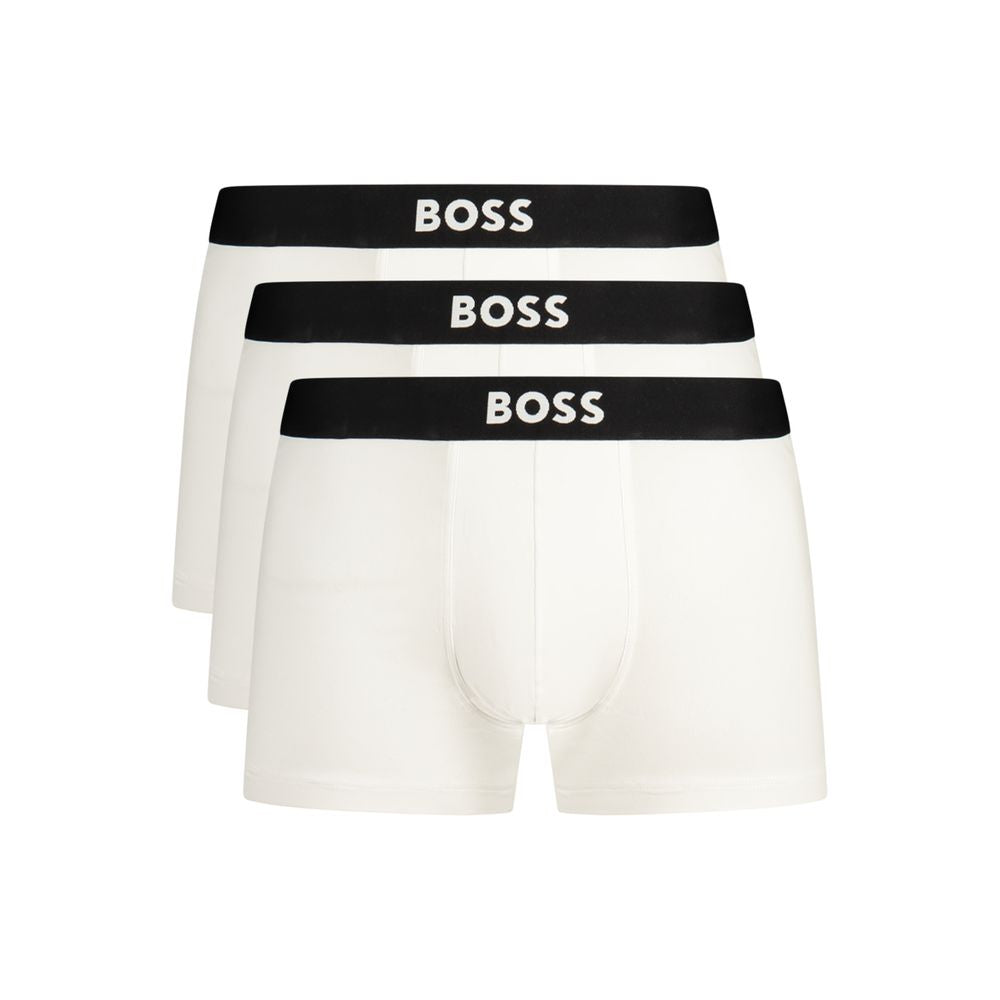 Underwear Boxer Shorts by Hugo Boss for men in stretch cotton white presents a subtle silhouette as Crisp Men's Stretch Cotton Underwear Boxer Shorts, expertly tailored with a subtle fit for a premium look.