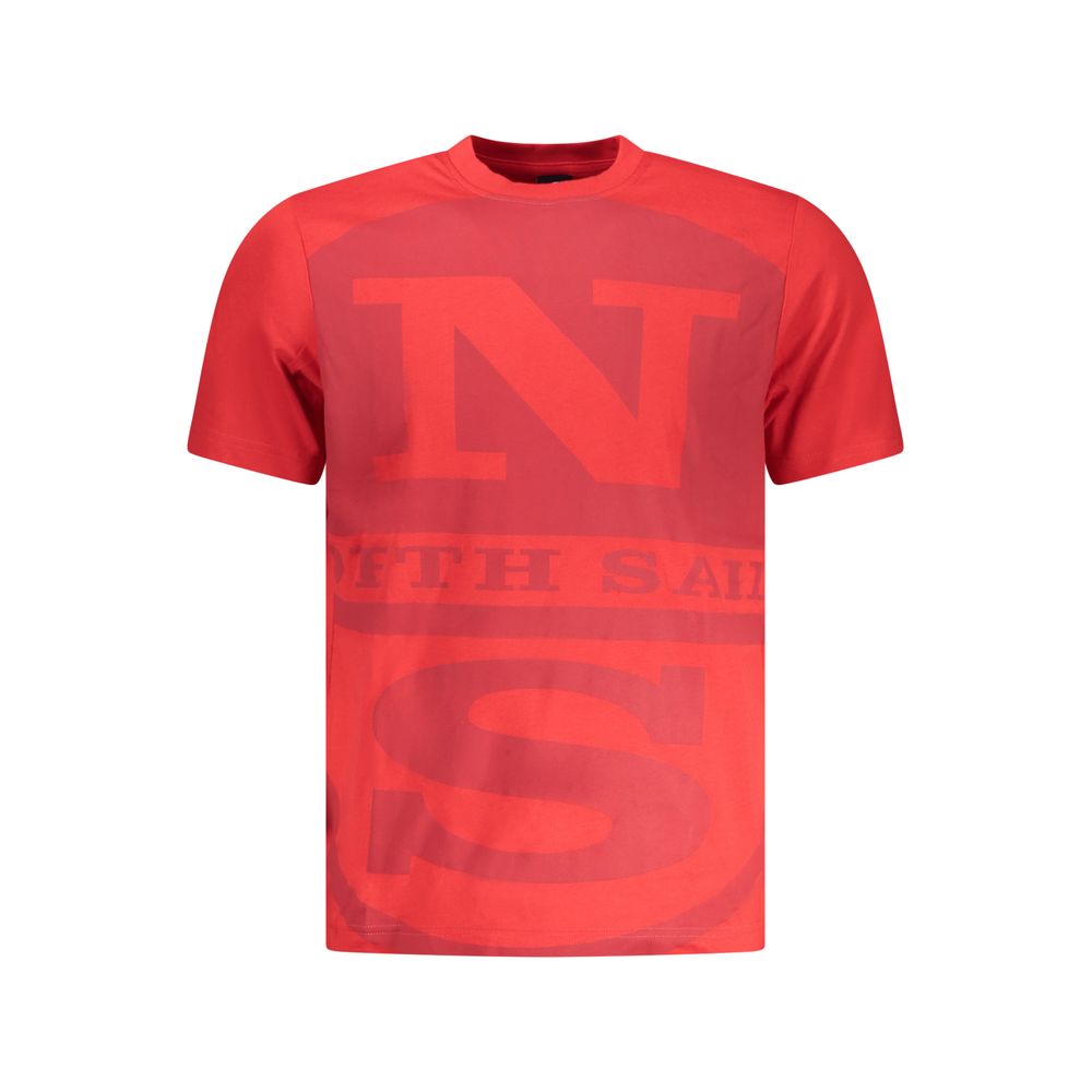Activewear T-Shirt by North Sails for men in cotton red & print features a dynamic silhouette with and crew neckline enhanced by functional .