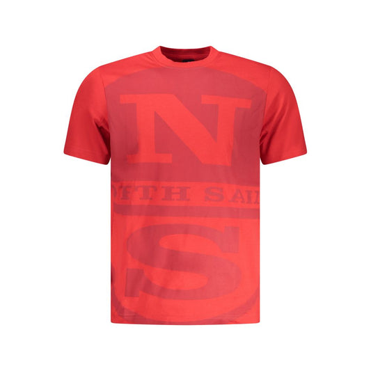 Activewear T-Shirt by North Sails for men in cotton red & print features a dynamic silhouette with and crew neckline enhanced by functional .