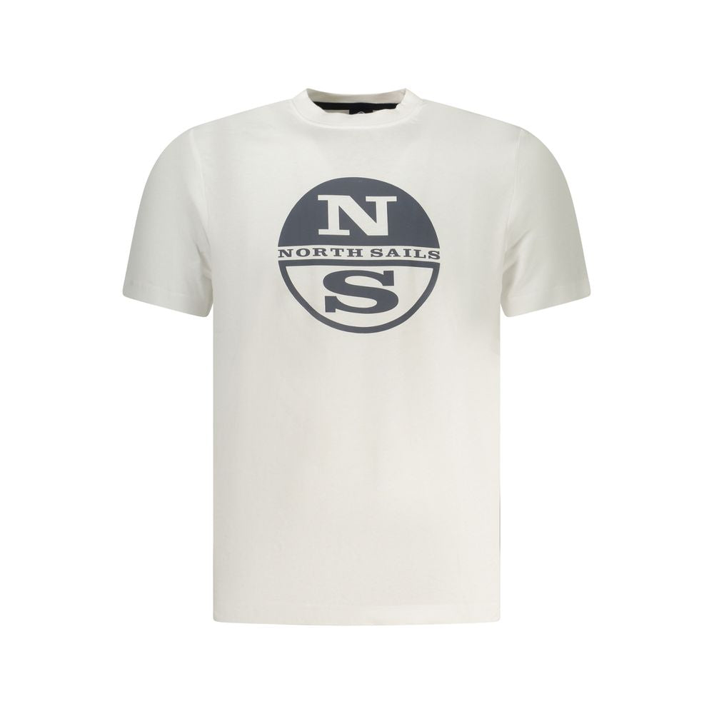 North Sails Crisp Men's Crew Neck Cotton Activewear T-Shirt - White Print