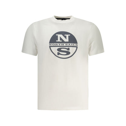 North Sails Crisp Men's Crew Neck Cotton Activewear T-Shirt - White Print