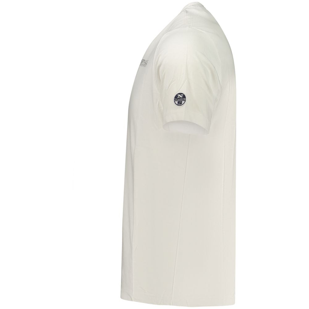 Activewear T-Shirt by North Sails for men in cotton white & print features a sporty silhouette with and crew neckline, showcasing innovative for a sporty finish.