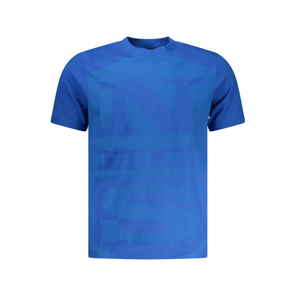 Activewear T-Shirt by North Sails for men in cotton blue & print presents a kinetic silhouette, showcasing the kinetic and crew neckline alongside functional for a premium, athletic look.