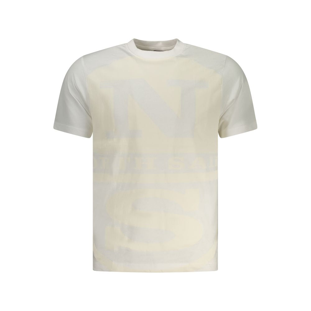 Activewear T-Shirt by North Sails for men in cotton white & print features an contemporary design with , a length, and a contemporary crew neckline.