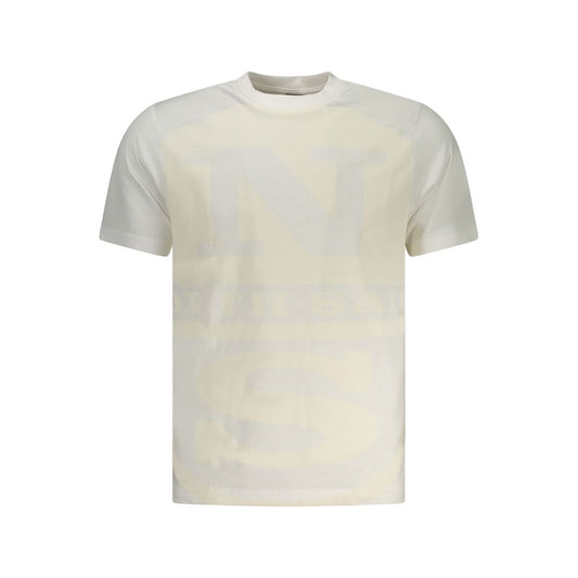Activewear T-Shirt by North Sails for men in cotton white & print features an contemporary design with , a length, and a contemporary crew neckline.