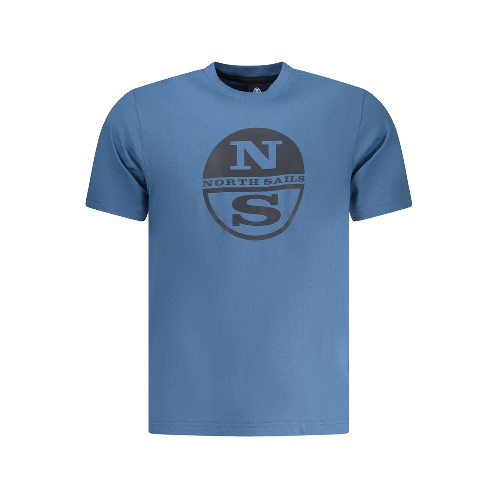 Activewear T-Shirt by North Sails for men in cotton blue, signature-print & print features an ergonomic design with , highlighting a ergonomic length and ergonomic crew neckline for a high-performance look.