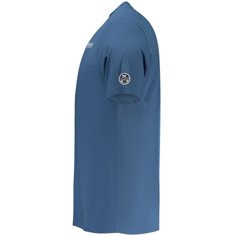 Activewear T-Shirt by North Sails for men in cotton blue & print features an athletic silhouette with sleeves and a crew neckline neckline, enhanced by high-performance .
