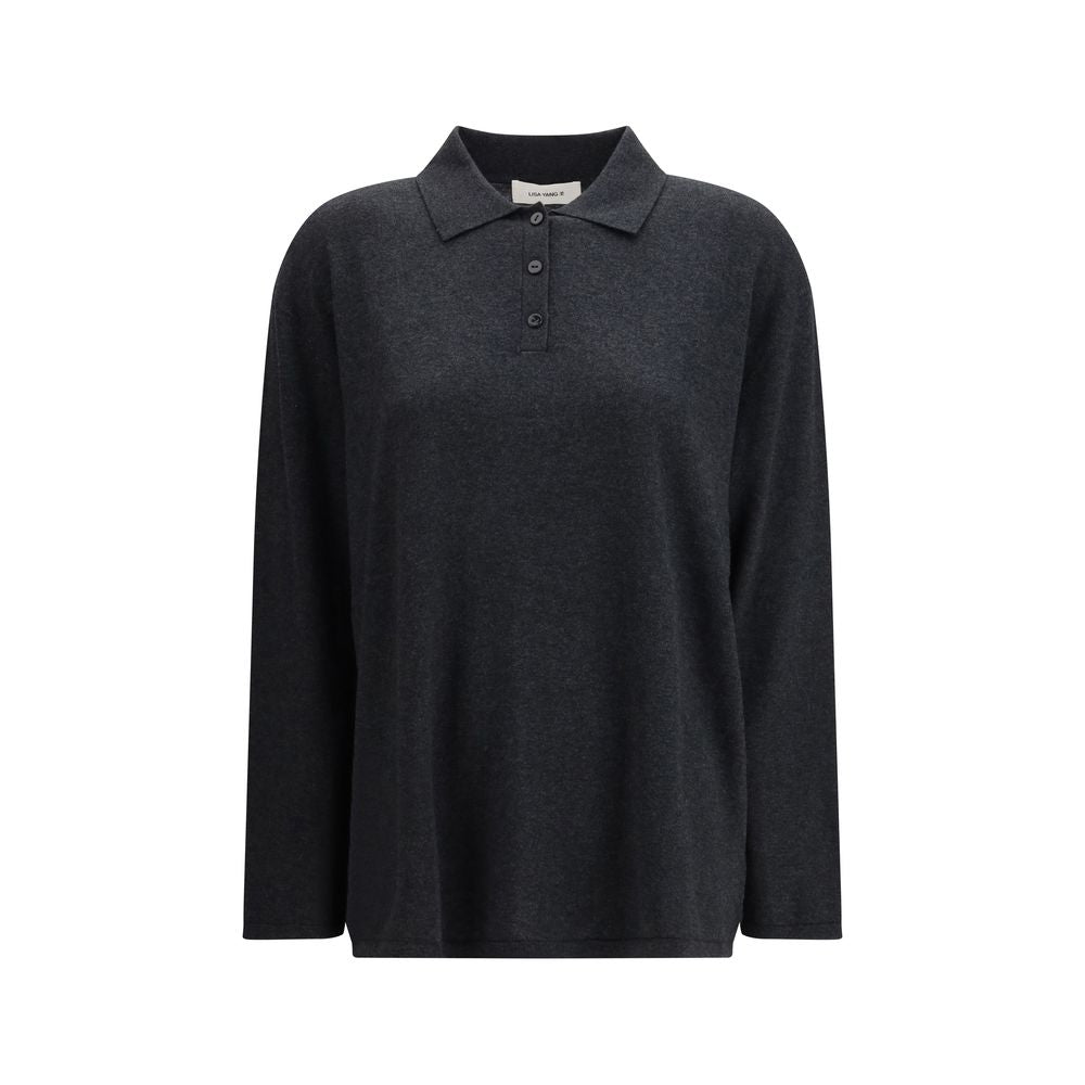 Sweatshirt by Lisa Yang for women in cashmere cotton blend gray showcases a slouchy chic silhouette, artfully detailed with a slouchy chic and long-sleeve for a slouchy chic finish.