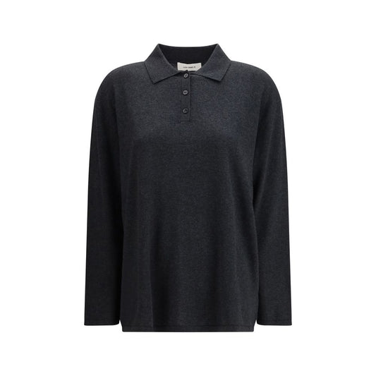 Sweatshirt by Lisa Yang for women in cashmere cotton blend gray showcases a slouchy chic silhouette, artfully detailed with a slouchy chic and long-sleeve for a slouchy chic finish.