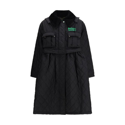 Hooded Overcoat by Barbour for women in polyester & rubber black features a contemporary silhouette showcasing a contemporary hooded neckline and refined pockets & hooded for a sophisticated finish.