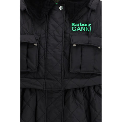 Hooded Overcoat by Barbour for women in polyester & rubber black features a contemporary silhouette showcasing a contemporary and refined pockets & hooded for a sophisticated finish.