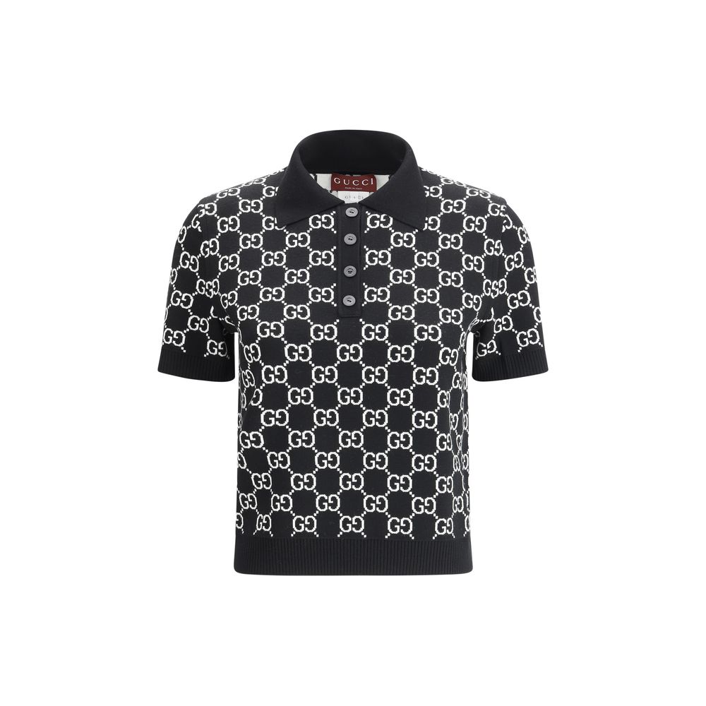 Polo Shirt by Gucci for women in wool black, patterned & jacquard presents a distinguished silhouette, showcasing a sophisticated and distinguished for a truly distinguished finish.