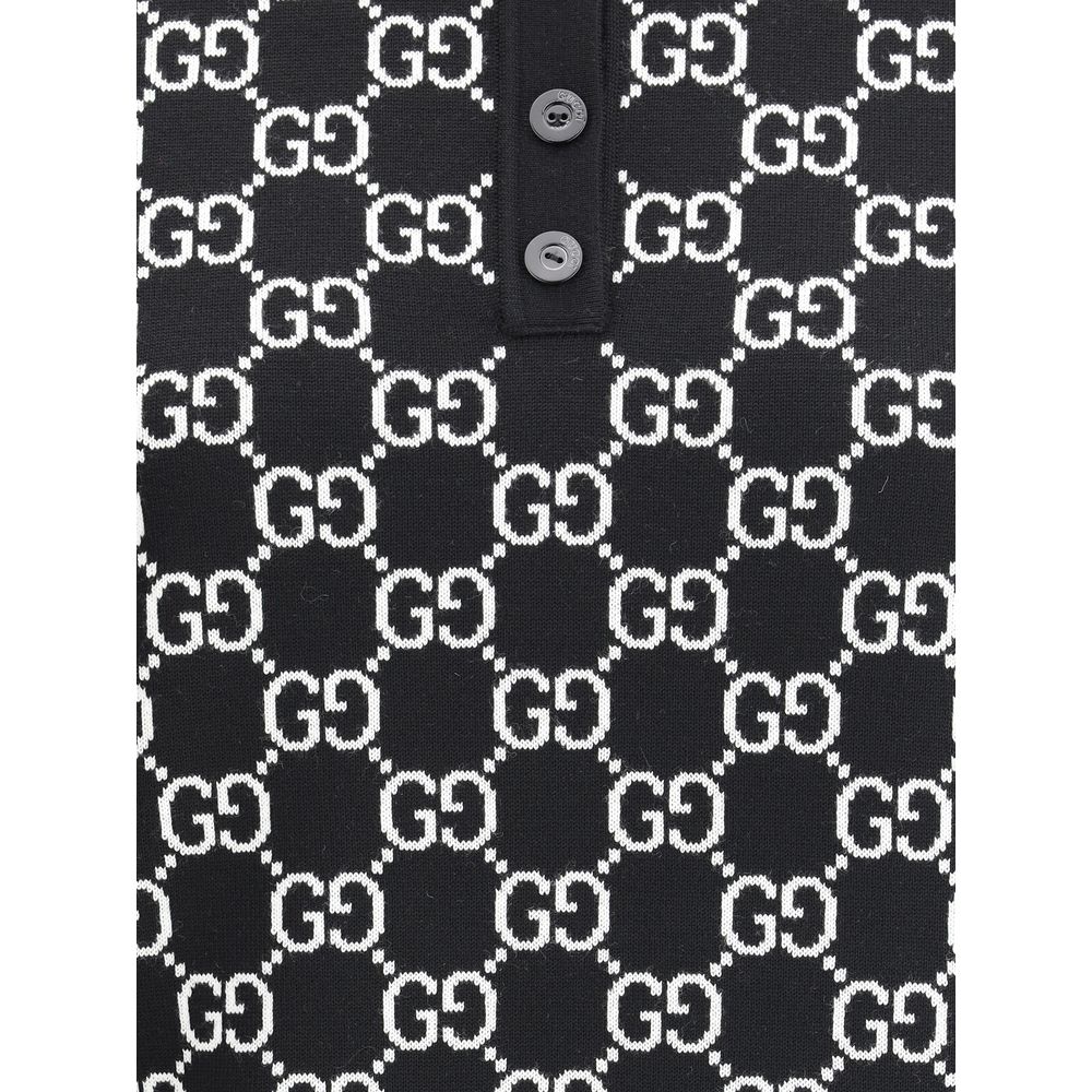 Polo Shirt by Gucci for women in wool black, patterned & jacquard presents a crisp silhouette, artfully detailed with a crisp and crisp .