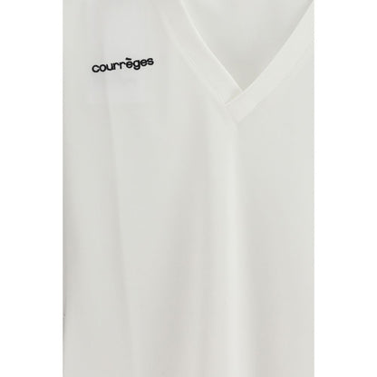 Polo Shirt by Courrèges for women in cotton white & signature presents a distinguished silhouette, showcasing a sophisticated and distinguished for a truly distinguished finish.