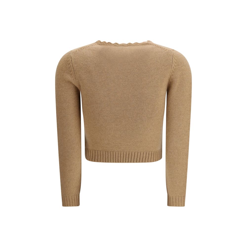 Sweatshirt by Chloé for women in cashmere wool & capra leather brown, gray & signature features an magnificent silhouette, showcasing a sophisticated crew neckline and detail for a truly magnificent finish.