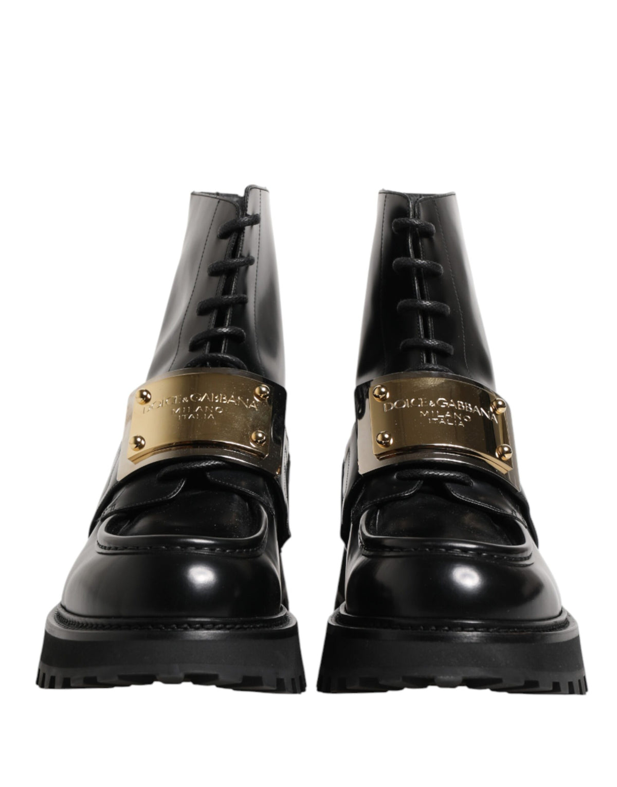 Dolce & Gabbana Men's Leather Lace-Up Ankle Boots - Black
