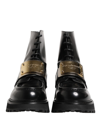 Dolce & Gabbana Men's Leather Lace-Up Ankle Boots - Black