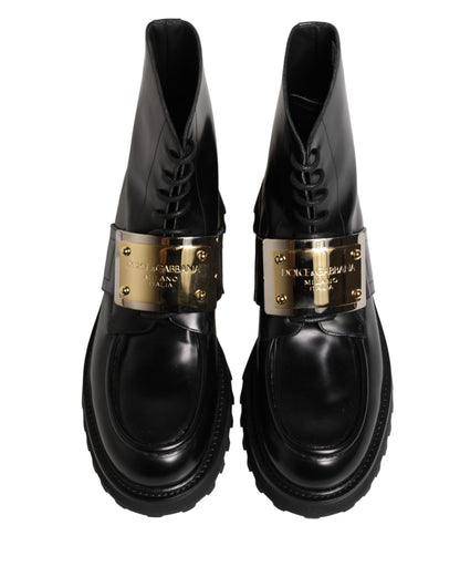 Dolce & Gabbana Men's Leather Lace-Up Ankle Boots - Black