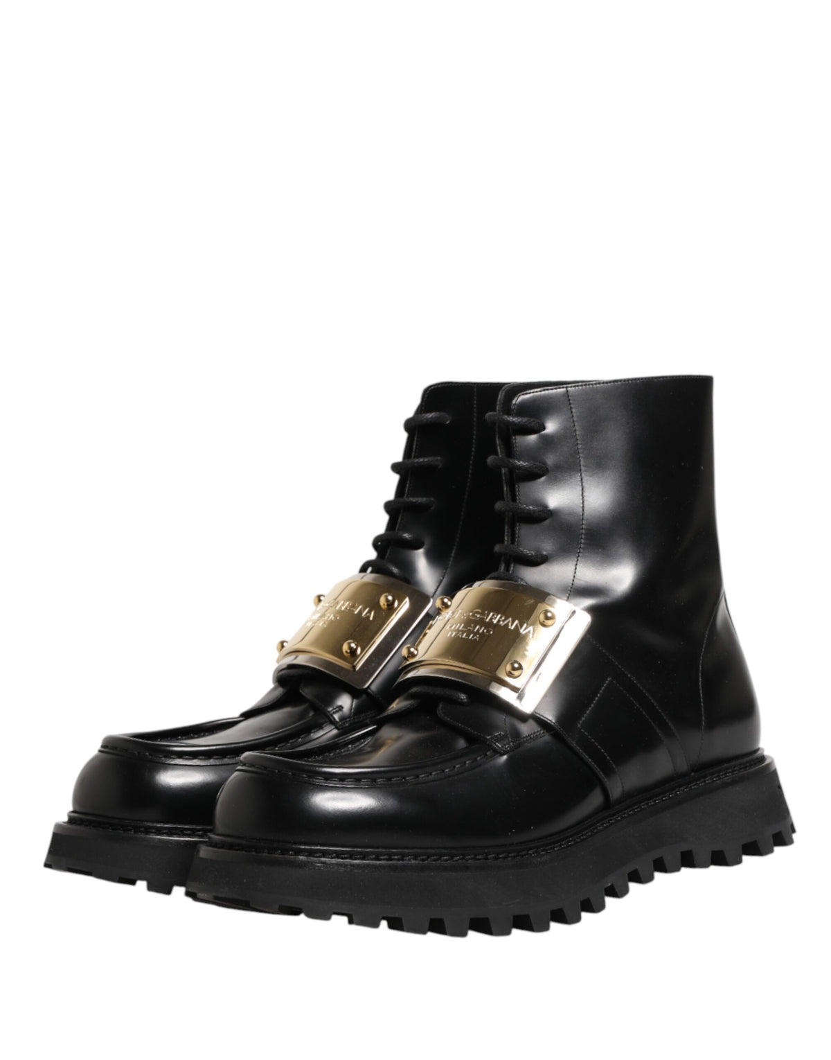 Dolce & Gabbana Men's Leather Lace-Up Ankle Boots - Black
