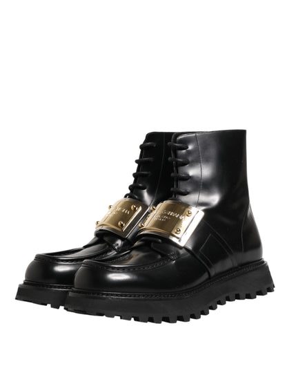 Dolce & Gabbana Men's Leather Lace-Up Ankle Boots - Black