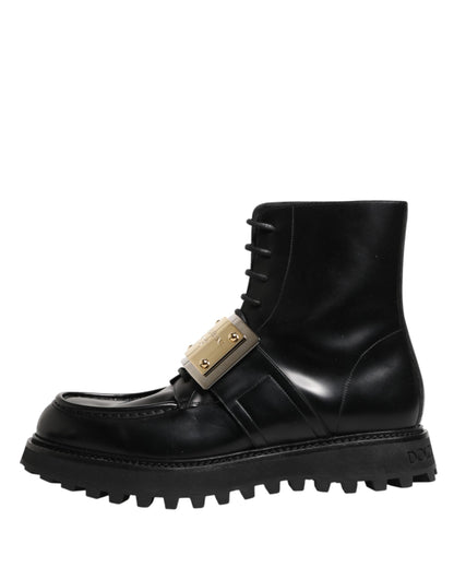 Dolce & Gabbana Men's Leather Lace-Up Ankle Boots - Black