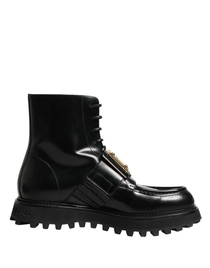 Dolce & Gabbana Men's Leather Lace-Up Ankle Boots - Black