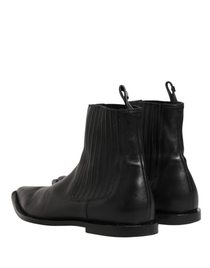 Dolce & Gabbana Men's Leather Ankle Chelsea Short Boots - Black