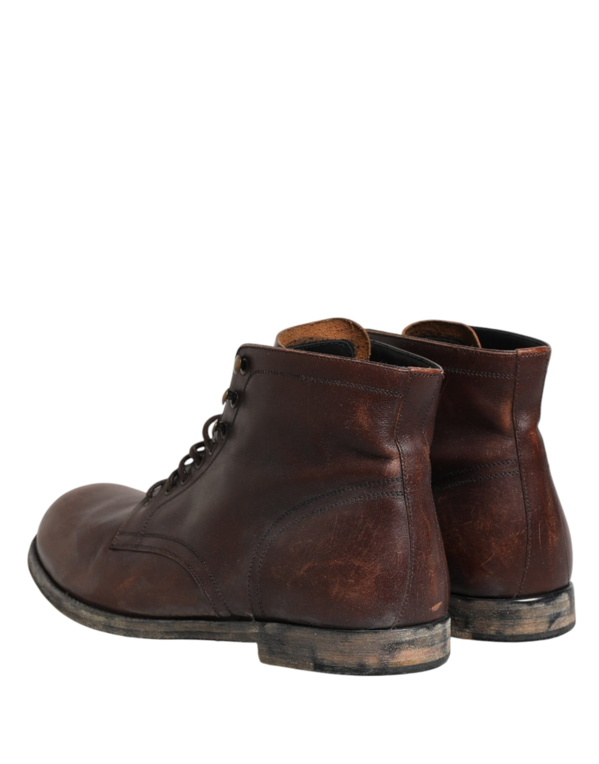 Dolce & Gabbana Men's Leather Lace-Up Ankle Short Boots - Brown