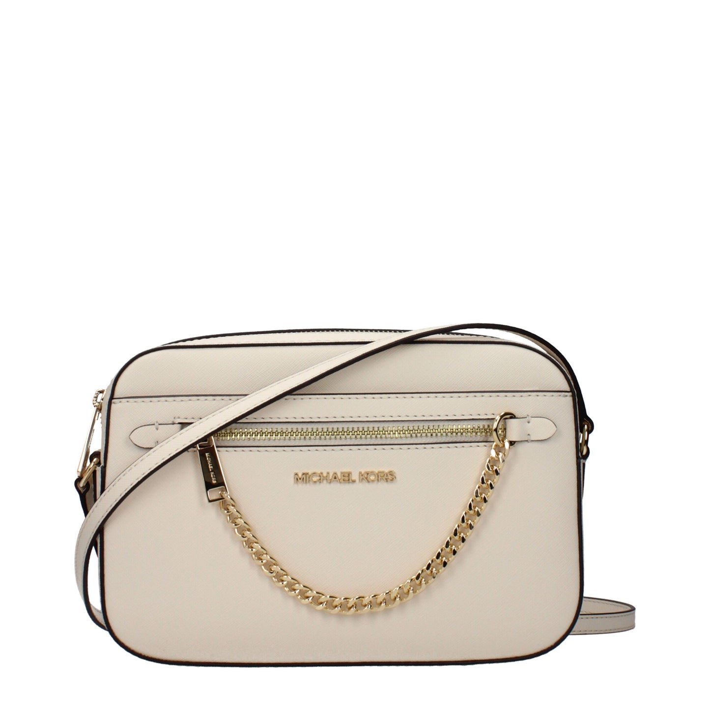 Crossbody Handbag by Michael Kors for women in leather beige features a versatile chic silhouette, meticulously detailed with a secure , ample , and versatile crossbody-strap & adjustable-strap.