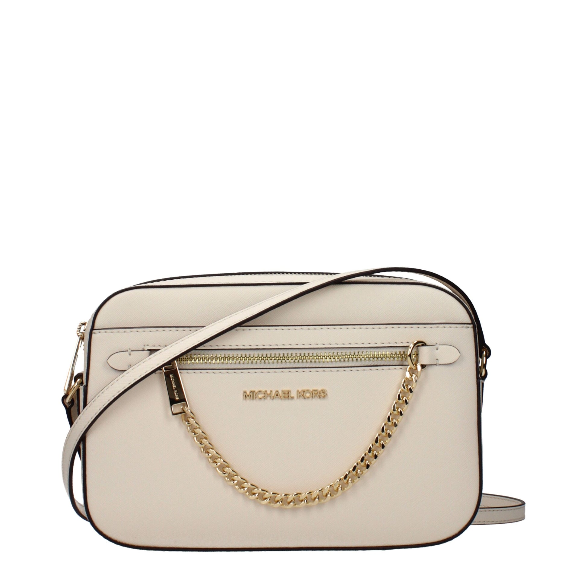 Crossbody Handbag by Michael Kors for women in leather beige features a versatile chic silhouette, meticulously detailed with a secure , ample , and versatile crossbody-strap & adjustable-strap.