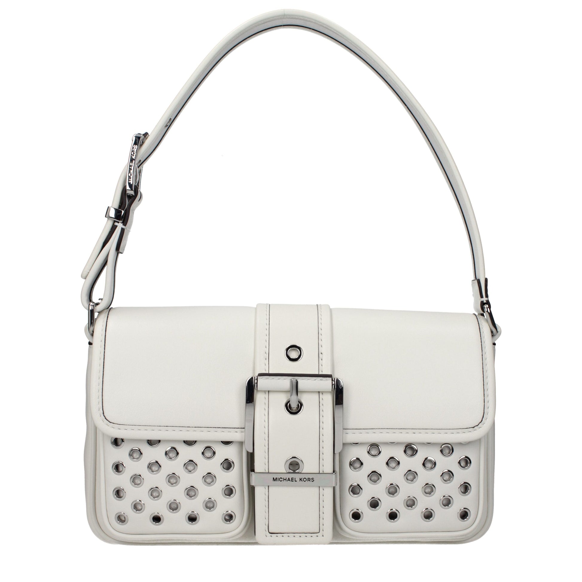 Shoulder Bag by Michael Kors for women in leather white features a effortless chic silhouette with a secure , ample , and versatile shoulder-strap, adjustable-strap & handle for a effortless chic finish.