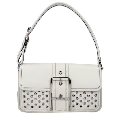 Shoulder Bag by Michael Kors for women in leather white features a effortless chic silhouette with a secure , ample , and versatile shoulder-strap, adjustable-strap & handle for a effortless chic finish.