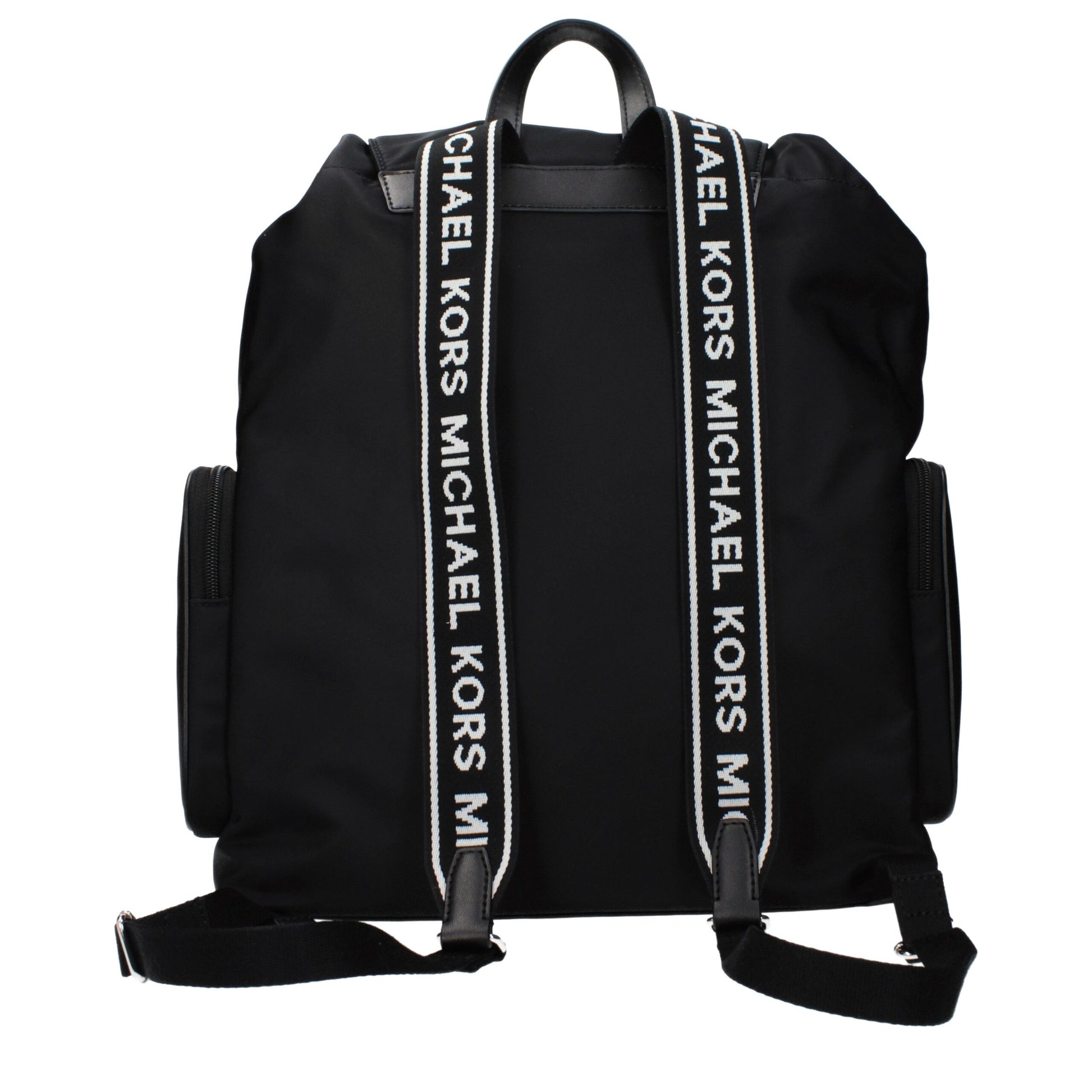 Backpack by Michael Kors for women in fabric black showcases an architectural Fabric Backpack design, featuring a secure , ample , and architectural backpack-strap & adjustable-strap for a sophisticated look.