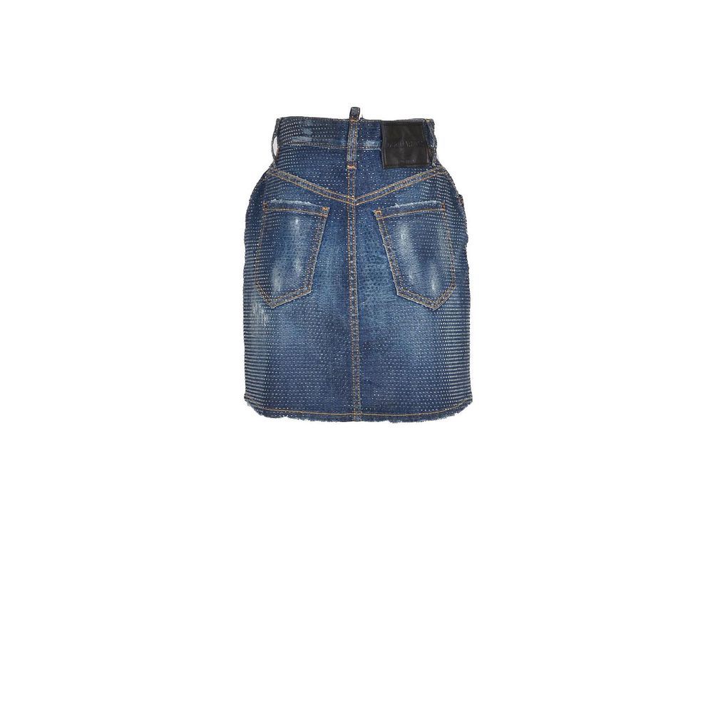 Skirt by Dsquared² for women in denim blue features a contoured silhouette from the Women's Denim Tailored Skirt collection, characterized by its contoured for a contoured finish.