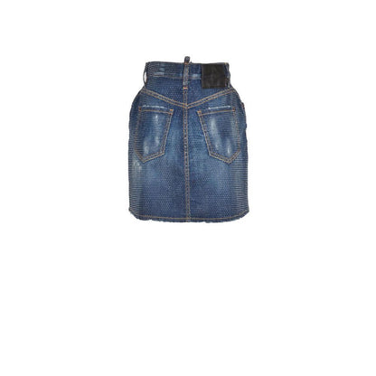 Skirt by Dsquared² for women in denim blue features a contoured silhouette from the Women's Denim Tailored Skirt collection, characterized by its contoured for a contoured finish.