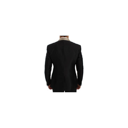 Pant Suit by Dolce & Gabbana for men in silk & rayon beige & black presents a sublime silhouette, showcasing a sophisticated and a sublime slim that exemplifies modern elegance.