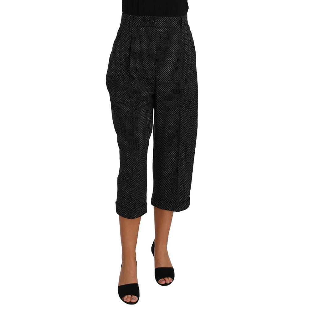 Pants by Dolce & Gabbana for women in virgin wool & cotton black, white & dots features a utilitarian with a utilitarian long and to create a sophisticated, premium look.