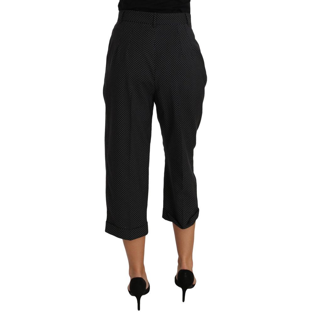 Pants by Dolce & Gabbana for women in virgin wool & cotton black, white & dots features a stylish silhouette with a stylish , long, and .
