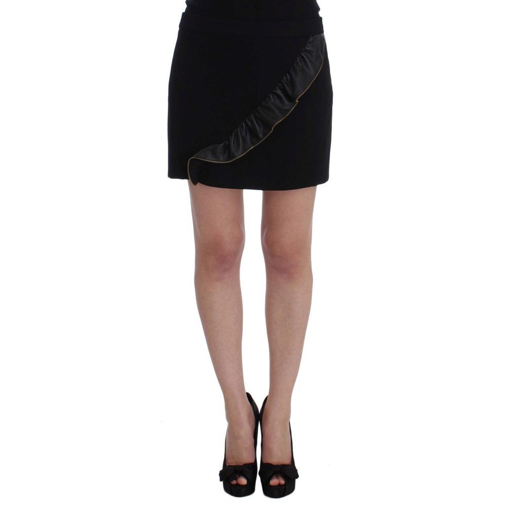Skirt by Frankie Morello for women in wool & polyester black showcases a dramatic silhouette, artfully capturing the essence of the Women's Wool & Polyester Skirt in a dramatic mini cut for a refined look.