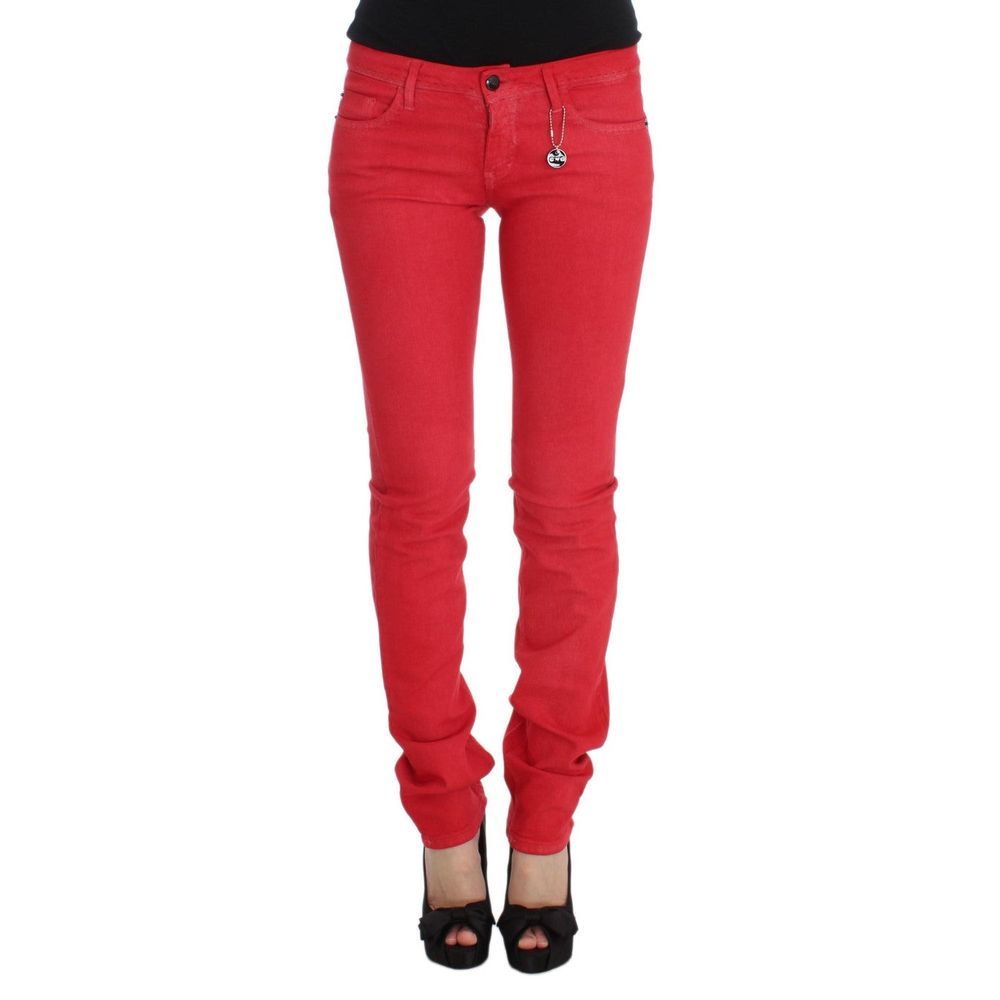 Jeans by Costume National for men in stretch denim cotton multicolor & red features a refined silhouette with a refined skinny & slim, defined by a and a refined long for a refined finish.