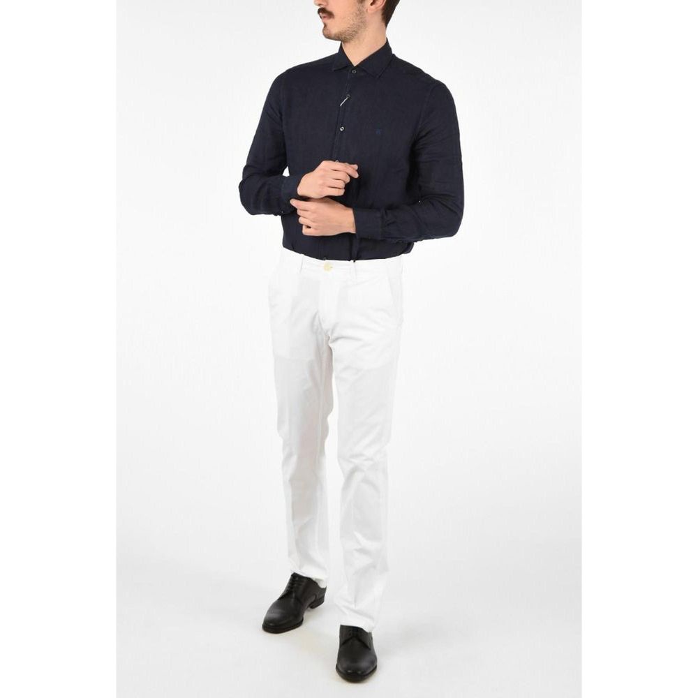 Chinos Pants by Corneliani for men in cotton white presents a sartorial luxe silhouette, showcasing a sophisticated with a long and for a premium, sartorial luxe finish.